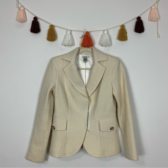 Cache Jackets & Blazers - Cache Boiled Wool Cream Jacket Size Small